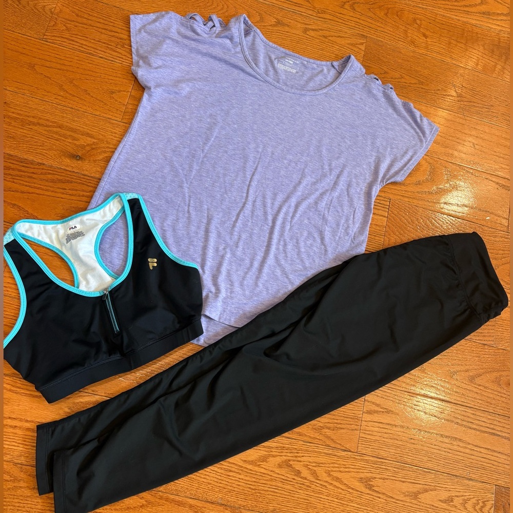 Women’s Athleisure Set Bundle L Sports Bra Top Leggings Workout Outfit